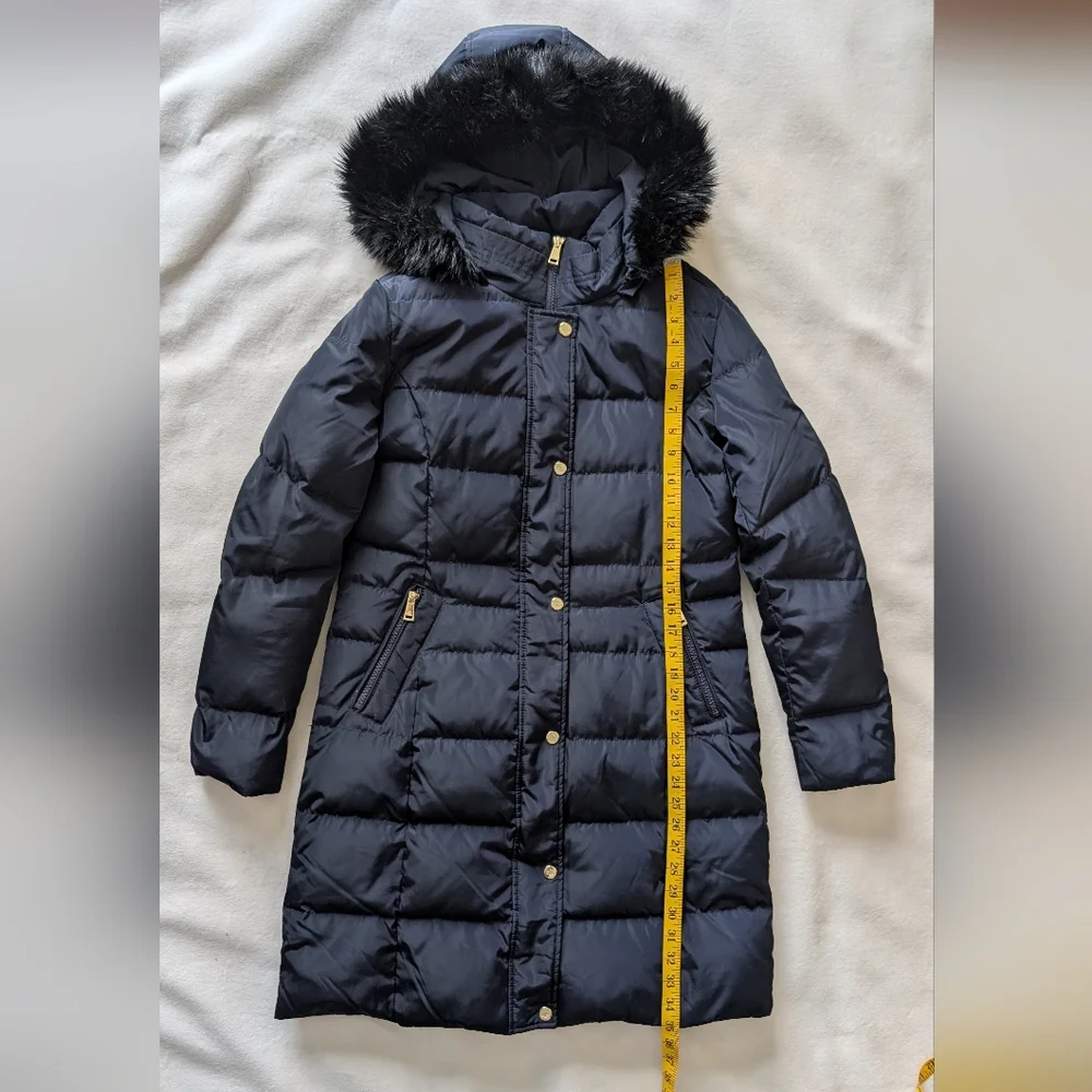 Lauren Ralph Lauren Women's Down Parka Coat Hooded Zip Front Navy Blue Size S - Picture 13 of 16